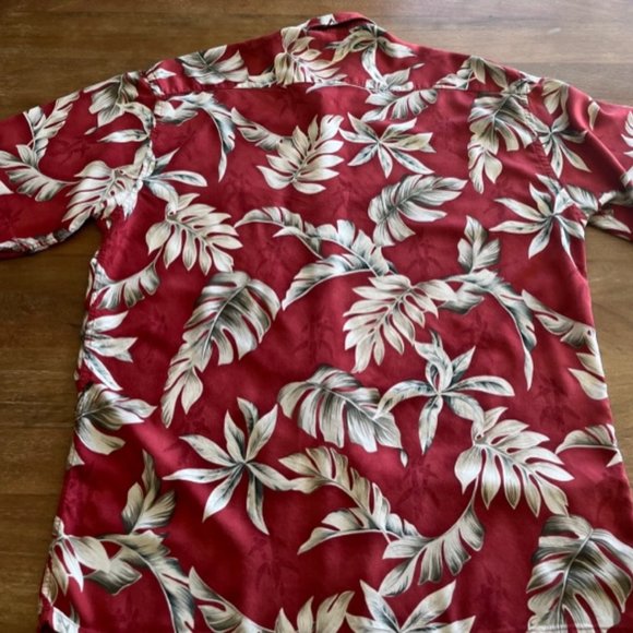 Vintage Campia Moda Mens Hawaiian Floral Shirt S/S Size Large LG Red Tan Rayon - Picture 4 of 5